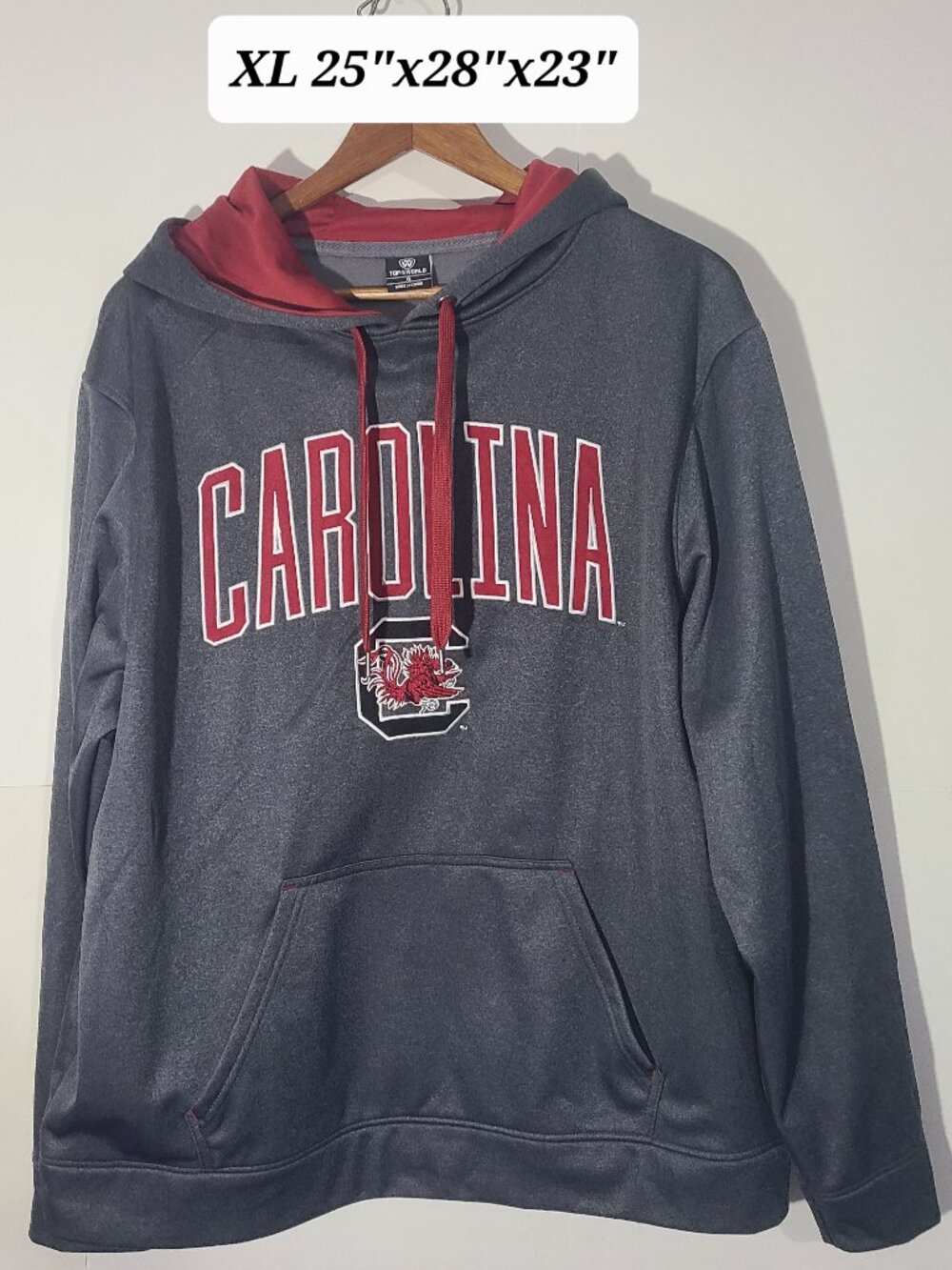 South Carolina Gamecocks Top of the World Embroidered Lightweight Gray XL Hoodie